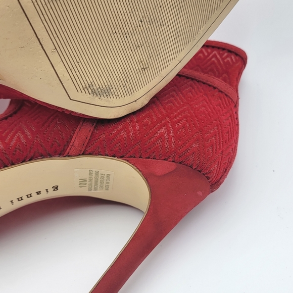 Gianni Bini Red Lace Up Mesh Heels Booties Pointed Stiletto SIZE 10M. S1020 - Picture 8 of 8
